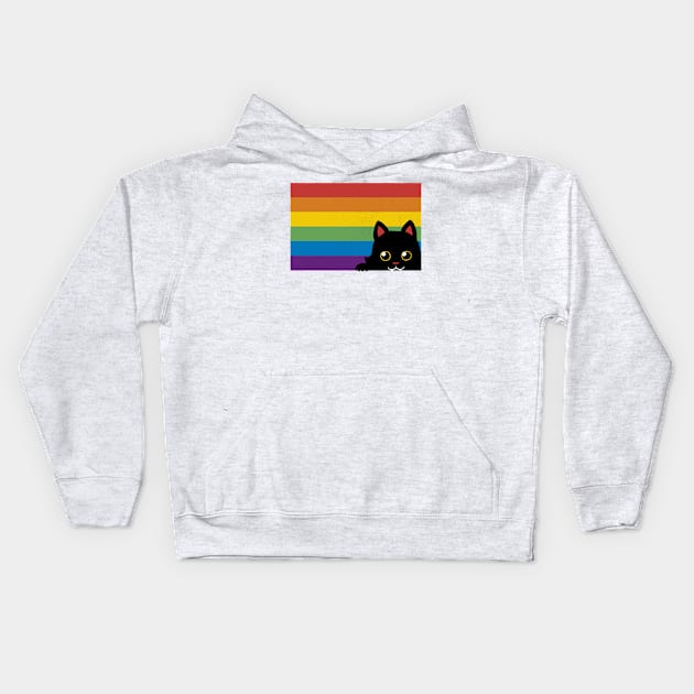 Peeking Cat Rainbow Pride Flag by Tobe Fonseca Kids Hoodie by Tobe_Fonseca